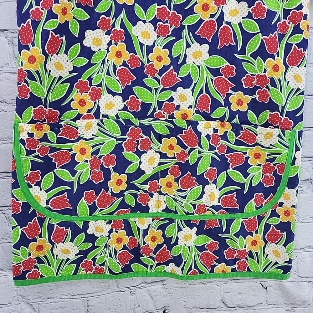Vintage Childrens Art Smock Full-Coverage Apron Size Me Green Floral Apron Tree‎